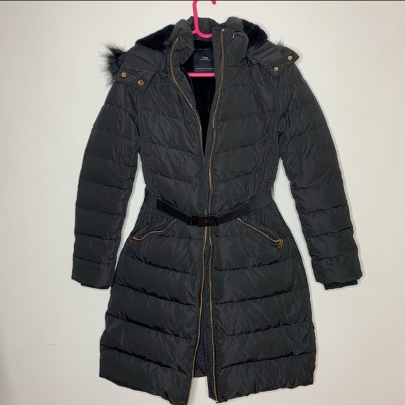 zara longline puffer coat